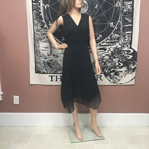 NEW Bisou Bisou Black Silver Sleeveless Midi Dress